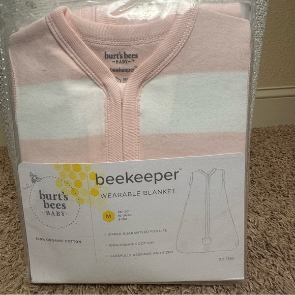 Burt’s Bees Beekeeper Wearable Blanket Pink & White M 6-12 Months 16-24 Lbs NWT - Picture 3 of 12